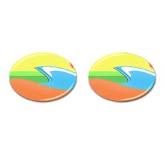 Waves-beach-sun-sea-water-sky Cufflinks (oval)