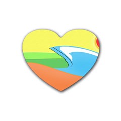 Waves-beach-sun-sea-water-sky Rubber Coaster (heart)