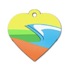 Waves-beach-sun-sea-water-sky Dog Tag Heart (one Side) by Jancukart