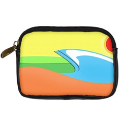 Waves-beach-sun-sea-water-sky Digital Camera Leather Case