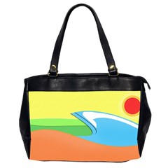 Waves-beach-sun-sea-water-sky Oversize Office Handbag (2 Sides)