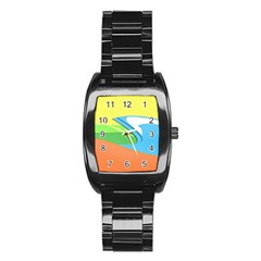 Waves-beach-sun-sea-water-sky Stainless Steel Barrel Watch