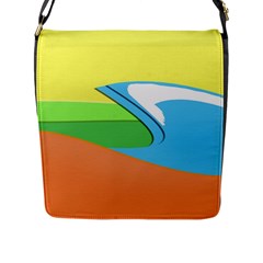 Waves-beach-sun-sea-water-sky Flap Closure Messenger Bag (l) by Jancukart