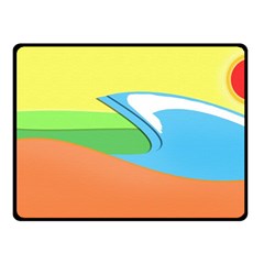 Waves-beach-sun-sea-water-sky Double Sided Fleece Blanket (small) 