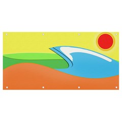 Waves-beach-sun-sea-water-sky Banner And Sign 8  X 4 