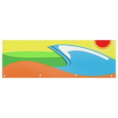 Waves-beach-sun-sea-water-sky Banner And Sign 9  X 3  by Jancukart