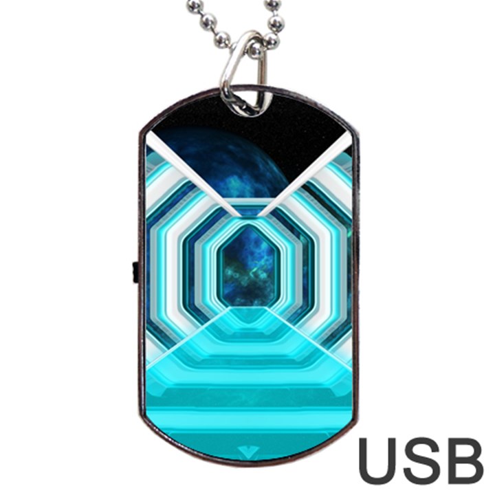 Space Ship Sci Fi Fantasy Science Dog Tag USB Flash (One Side)