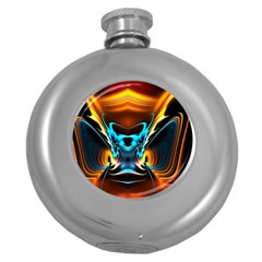 Duck-crazy-duck-abstract Round Hip Flask (5 Oz)