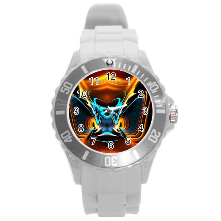 Duck-crazy-duck-abstract Round Plastic Sport Watch (L)