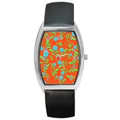 Background-texture-seamless-flowers Barrel Style Metal Watch