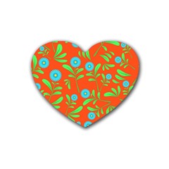 Background-texture-seamless-flowers Rubber Heart Coaster (4 Pack)