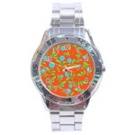 Background-texture-seamless-flowers Stainless Steel Analogue Watch Front