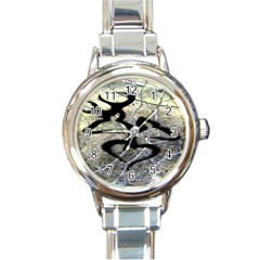 Black Love Browning Deer Camo Round Italian Charm Watch