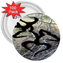 Black Love Browning Deer Camo 3  Buttons (100 Pack)  by Jancukart