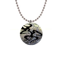 Black Love Browning Deer Camo 1  Button Necklace by Jancukart