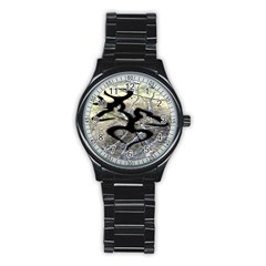 Black Love Browning Deer Camo Stainless Steel Round Watch by Jancukart