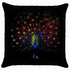 Beautiful Peacock Feather Throw Pillow Case (black)