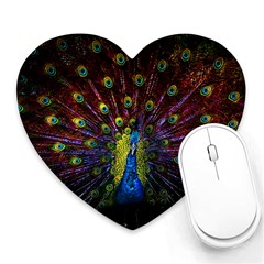 Beautiful Peacock Feather Heart Mousepads by Jancukart