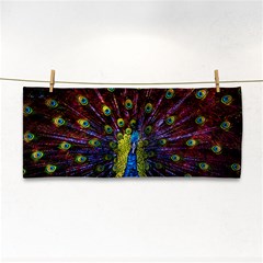 Beautiful Peacock Feather Hand Towel by Jancukart