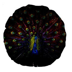 Beautiful Peacock Feather Large 18  Premium Round Cushions