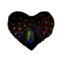 Beautiful Peacock Feather Standard 16  Premium Heart Shape Cushions