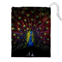 Beautiful Peacock Feather Drawstring Pouch (5xl) by Jancukart