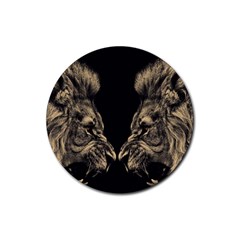 Animalsangry Male Lions Conflict Rubber Coaster (round) by Jancukart