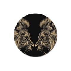 Animalsangry Male Lions Conflict Magnet 3  (round) by Jancukart