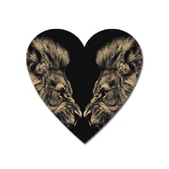 Animalsangry Male Lions Conflict Heart Magnet by Jancukart