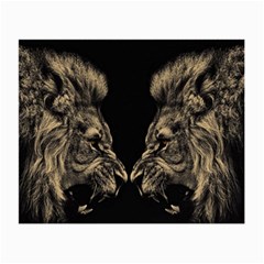 Animalsangry Male Lions Conflict Small Glasses Cloth by Jancukart