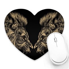 Animalsangry Male Lions Conflict Heart Mousepads