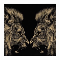 Animalsangry Male Lions Conflict Medium Glasses Cloth (2 Sides) by Jancukart