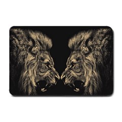 Animalsangry Male Lions Conflict Small Doormat  by Jancukart