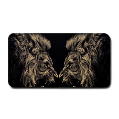 Animalsangry Male Lions Conflict Medium Bar Mats by Jancukart