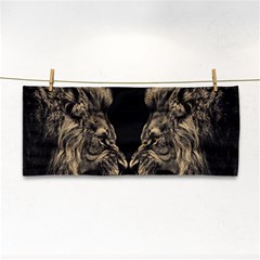 Animalsangry Male Lions Conflict Hand Towel by Jancukart