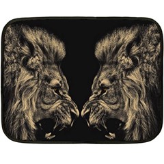 Animalsangry Male Lions Conflict Fleece Blanket (mini)