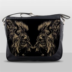 Animalsangry Male Lions Conflict Messenger Bag by Jancukart