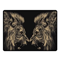 Animalsangry Male Lions Conflict Double Sided Fleece Blanket (small)  by Jancukart