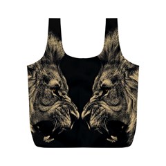 Animalsangry Male Lions Conflict Full Print Recycle Bag (m)