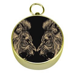 Animalsangry Male Lions Conflict Gold Compasses by Jancukart