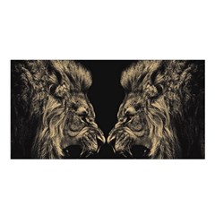 Animalsangry Male Lions Conflict Satin Shawl 45  X 80  by Jancukart