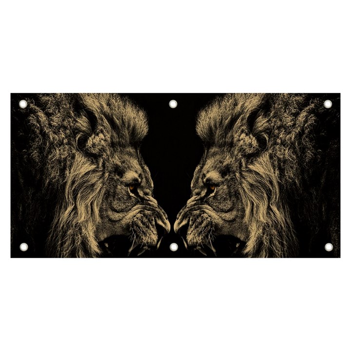 Animalsangry Male Lions Conflict Banner and Sign 6  x 3 