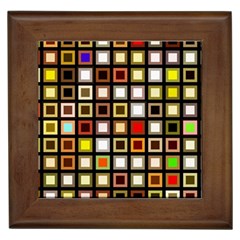 Squares-colorful-texture-modern-art Framed Tile by Jancukart