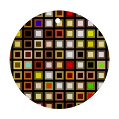 Squares-colorful-texture-modern-art Ornament (round) by Jancukart