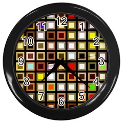 Squares-colorful-texture-modern-art Wall Clock (black)