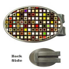 Squares-colorful-texture-modern-art Money Clips (oval) 