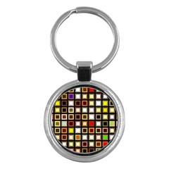 Squares-colorful-texture-modern-art Key Chain (round) by Jancukart