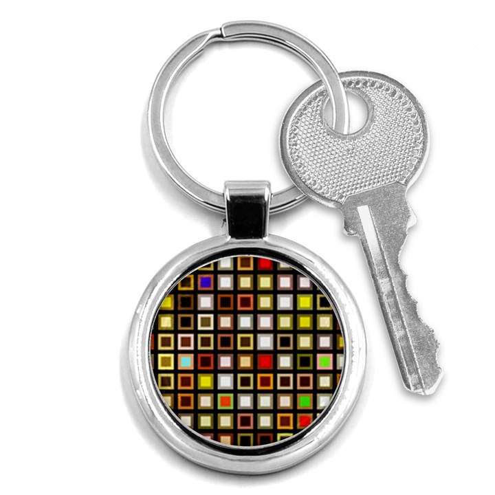 Squares-colorful-texture-modern-art Key Chain (Round)