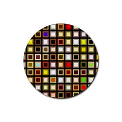 Squares-colorful-texture-modern-art Rubber Coaster (round)