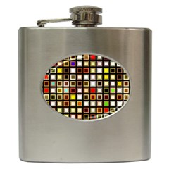 Squares-colorful-texture-modern-art Hip Flask (6 Oz)